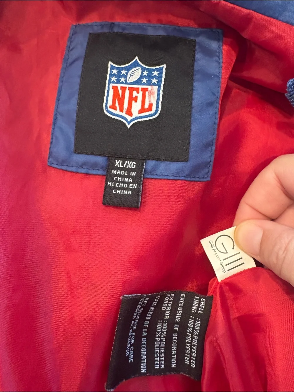 NFL Navy and Red Zip-Up Windbreaker Jacket